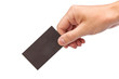 Businessman's hand holding blank business card
