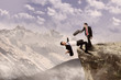 Business battle on top of cliff