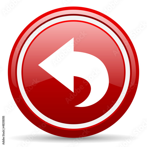 Illustration: back red glossy icon on white background back red glossy icon on white background