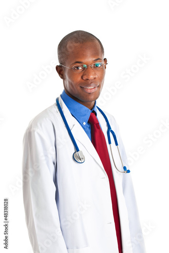 Photo: Black doctor isolated on white Black doctor isolated on white