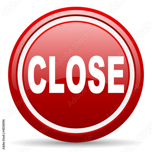 Illustration: close red glossy icon on white background close red glossy icon on white background