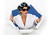 Surprised woman in hair rollers