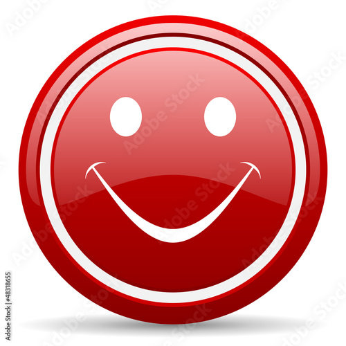 Illustration: smile red glossy icon on white background smile red glossy icon on white background