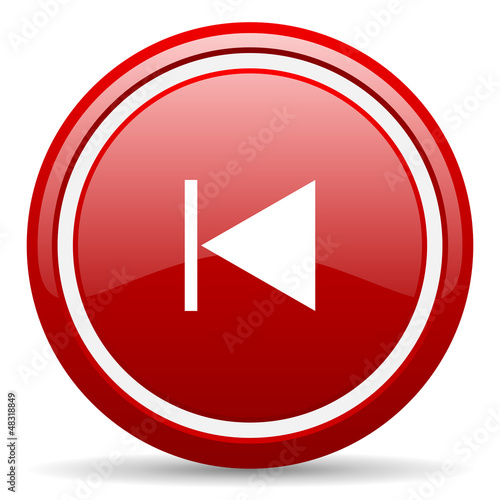 Illustration: prev red glossy icon on white background prev red glossy icon on white background