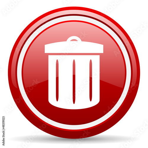 Illustration: recycle red glossy icon on white background recycle red glossy icon on white background