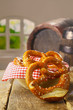 Crisp pretzels served as a snack