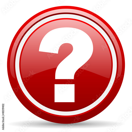 Illustration: question mark red glossy icon on white background question mark red glossy icon on white background