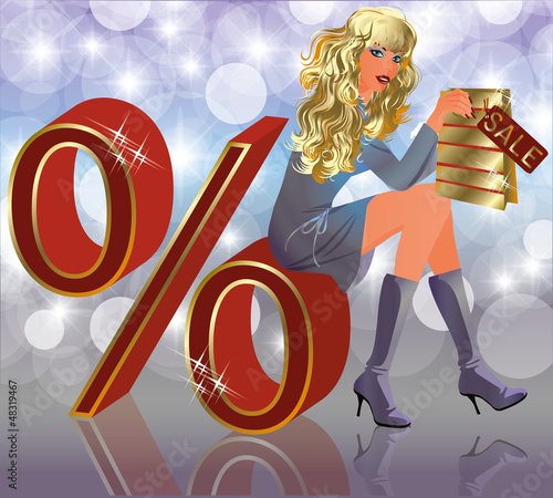 Vector: Sale blonde girl, vector illustration Sale blonde girl, vector illustration