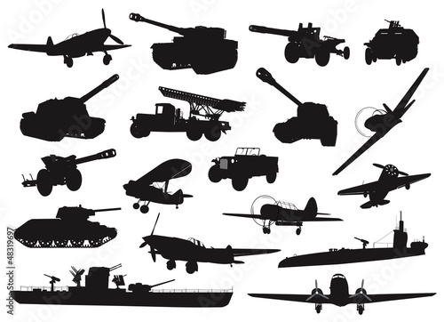 Vector: World War 2 military silhouettes set. Vector World War 2 military silhouettes set. Vector