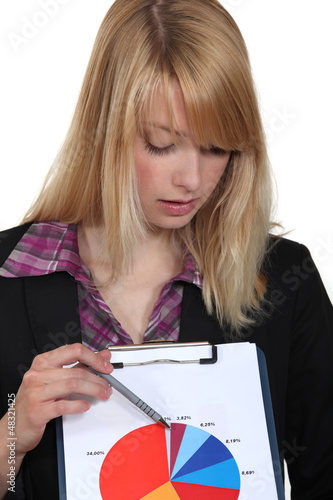 Photo: Woman presenting graph in a meeting Woman presenting graph in a meeting