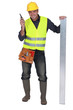 Foreman stood with metal bean and radio receiver