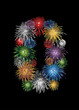 letter (O) made from colorful in the form of fireworks letters