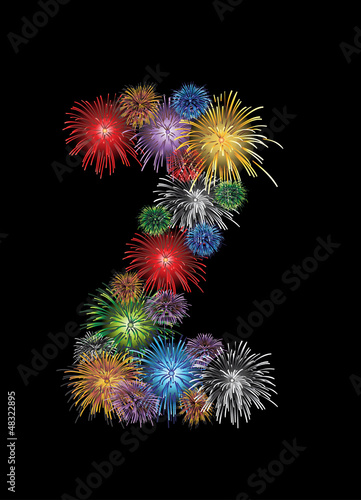 Vector: letter (Z) made from colorful in the form of fireworks letters letter (Z) made from colorful in the form of fireworks letters
