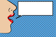 Pop art style womans face with space for text