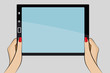 Womans hands holding a 3d generic tablet PC
