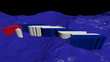Cuba map flag in abstract ocean animation