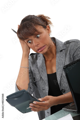Photo: A horrified accountant. A horrified accountant.