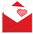 Vektor: Heart crayon on red envelope vector Heart crayon on red envelope vector