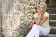 sitting on step