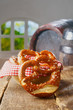 Crisp golden knot-shaped pretzels