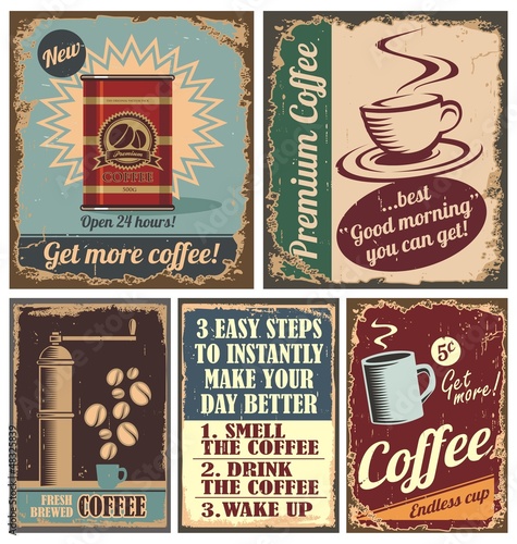  Vintage coffee posters and metal signs