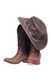 Cowboy boots and hat isolated with clipping path