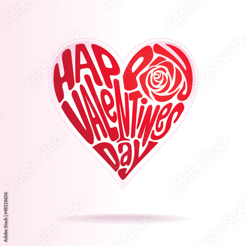 Vector: Heart shape of text happy valentines day. Heart shape of text happy valentines day.