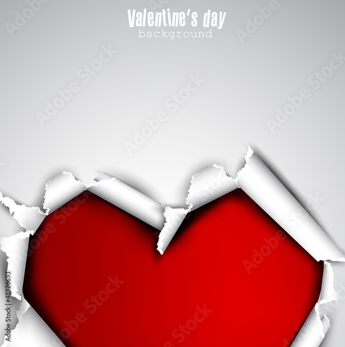 Vector: Torn paper with space for text. Red heart. Valentine's day vecto Torn paper with space for text. Red heart. Valentine's day vecto