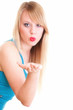 beautiful young woman blowing a kiss