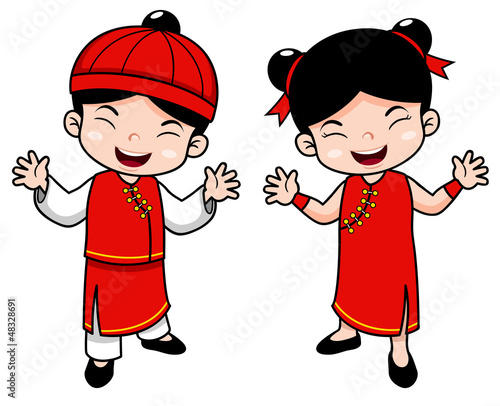 Vector: illustration of Cartoon Chinese Kids illustration of Cartoon Chinese Kids