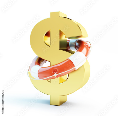 Illustration: lifebuoy dollar symbol isolated on a white background lifebuoy dollar symbol isolated on a white background