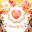 Valentine's day card with hearts and roses