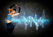 Woman jumping/dancing to the music rhythm