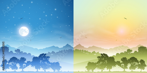 Vector: Day and Night Landscapes Day and Night Landscapes