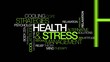 Health & Stress coping management word tag cloud animation