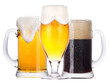 Frosty glass of light and dark beer set isolated