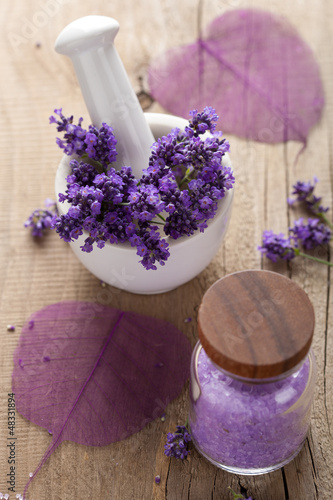 Photo: spa set with fresh lavender spa set with fresh lavender