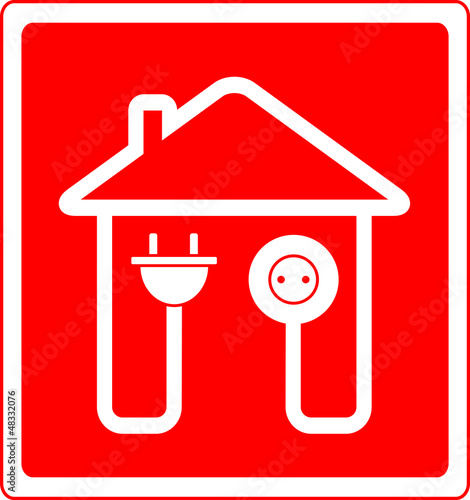 Vector: red style electrical symbol with AC outlet and plug red style electrical symbol with AC outlet and plug