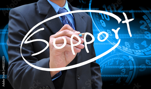 Photo: businessman hand writing support businessman hand writing support