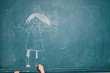 Child drawing picture on chalkboard