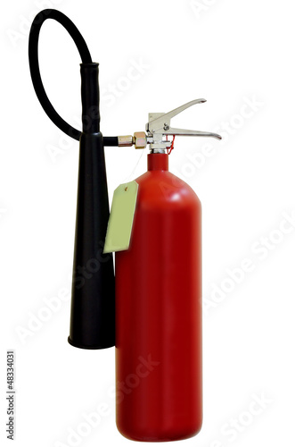 Photo: Fire extinguishers on white background Fire extinguishers on white background