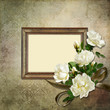 Vintage background with frame and roses