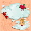 Vector: Cupid and heart and red roses Cupid and heart and red roses
