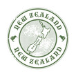 Grunge rubber stamp with the name and map of New Zealand, vector
