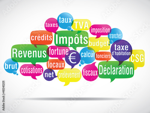 Illustration: nuage de mots bulles : déclaration d'impôts nuage de mots bulles : déclaration d'impôts