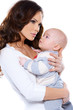 Beautiful mother cradling her little baby