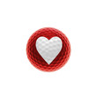 Red golf ball with a white heart - isolated over white