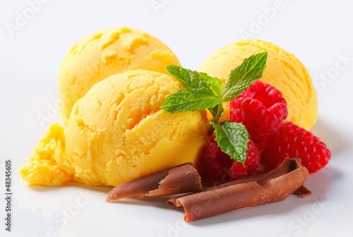 Photo: Scoops of yellow ice cream Scoops of yellow ice cream