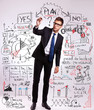 businessman with marker writing and planning