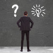 business man between confusion and a great idea